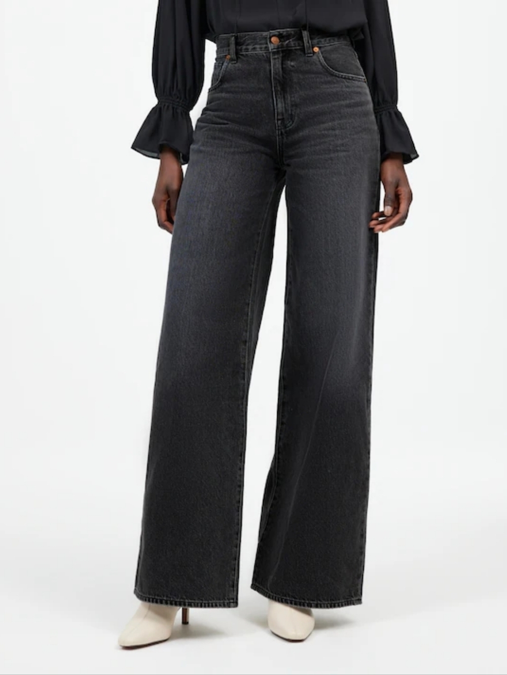 Madewell Superwide-Leg Washed Black Jeans Size 29